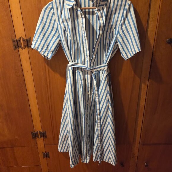 Boden Anastasia Tie Front Shirtdress Blue White Stripe Size US 4R UK 8R - Picture 3 of 4
